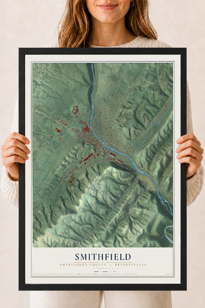 Map of Smithfield, Huntingdon County, Pennsylvania, 18 x 24 inch print in a black wood frame