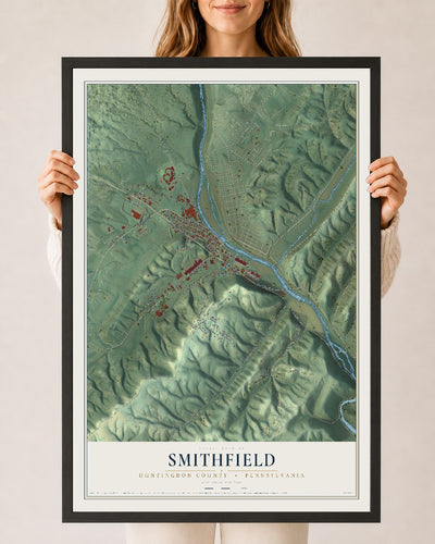 Map of Smithfield, Huntingdon County, Pennsylvania, 24 x 36 inch print in a black wood frame