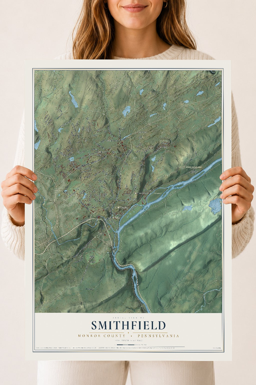 Map of Smithfield, Monroe County, Pennsylvania, 18 x 24 inch unframed archival matte print