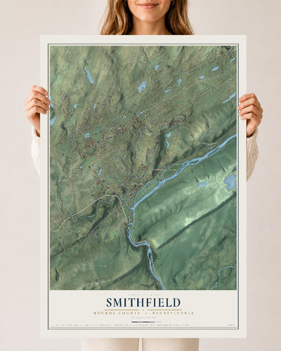 Map of Smithfield, Monroe County, Pennsylvania, 24 x 36 inch unframed archival matte print