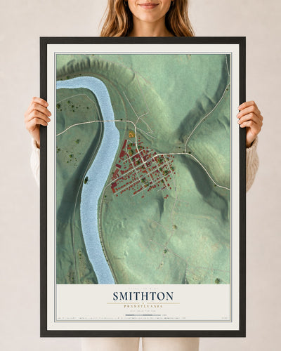 Map of Smithton, Pennsylvania, 24 x 36 inch print in a black wood frame