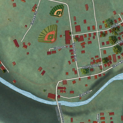Close-up of the map of Smock, Pennsylvania print showing street and building detail