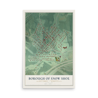 Map of the Borough of Snow Shoe, Centre County, Pennsylvania, 12 x 18 inch unframed archival matte print