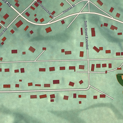 Close-up of the map of the Borough of Snow Shoe, Centre County, Pennsylvania print showing street and building detail