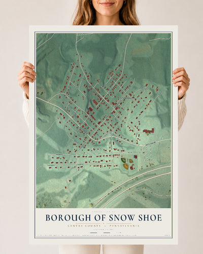 Map of the Borough of Snow Shoe, Centre County, Pennsylvania, 24 x 36 inch unframed archival matte print