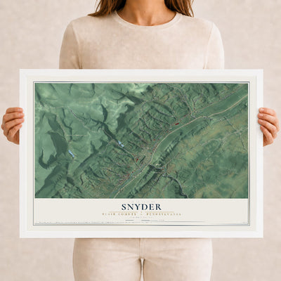Map of Snyder, Blair County, Pennsylvania, 12 x 18 inch print in a white wood frame
