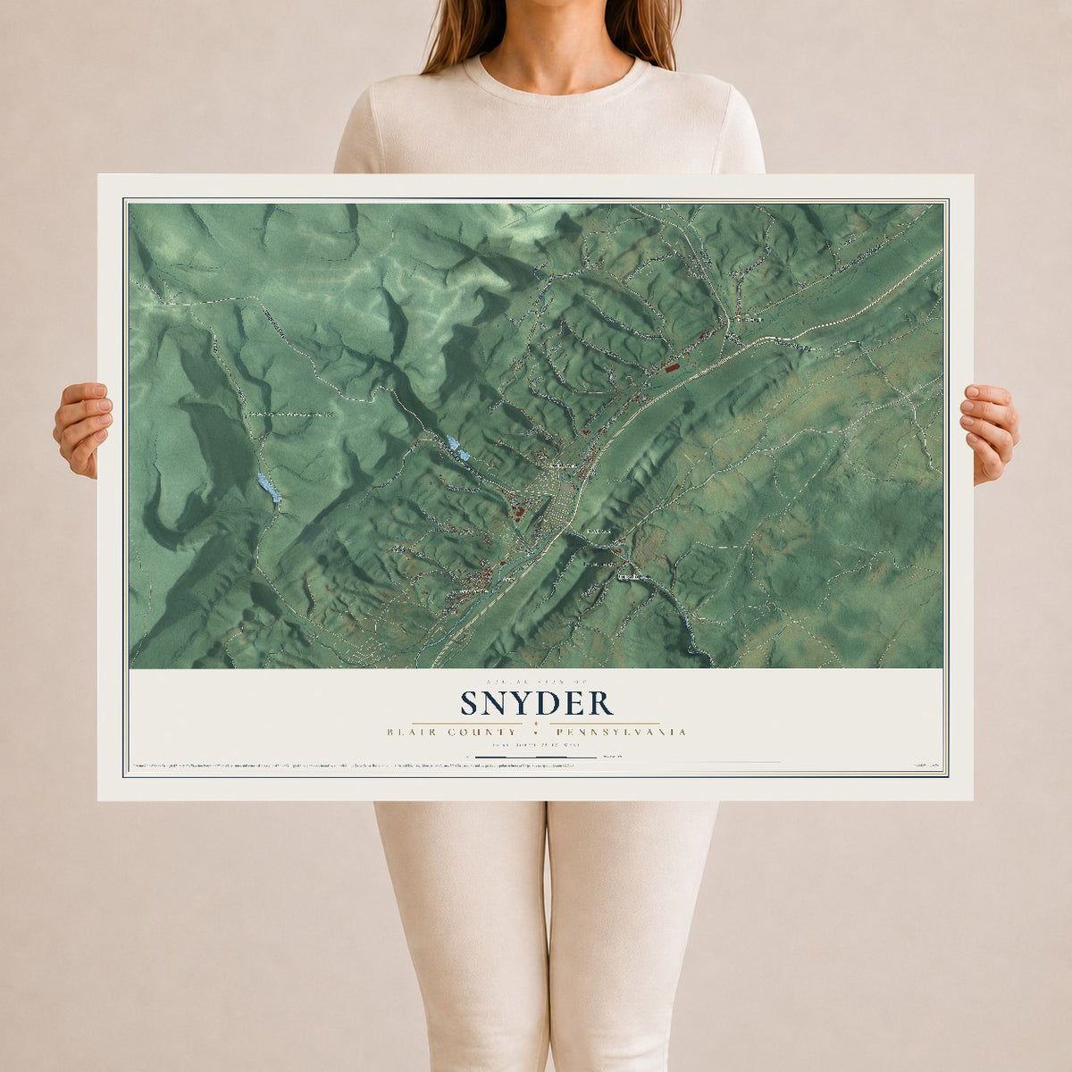 Map of Snyder, Blair County, Pennsylvania, 24 x 36 inch unframed archival matte print