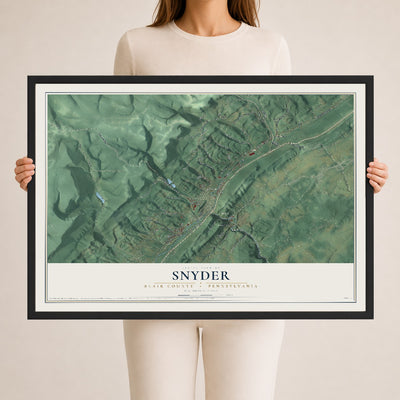 Map of Snyder, Blair County, Pennsylvania, 24 x 36 inch print in a black wood frame