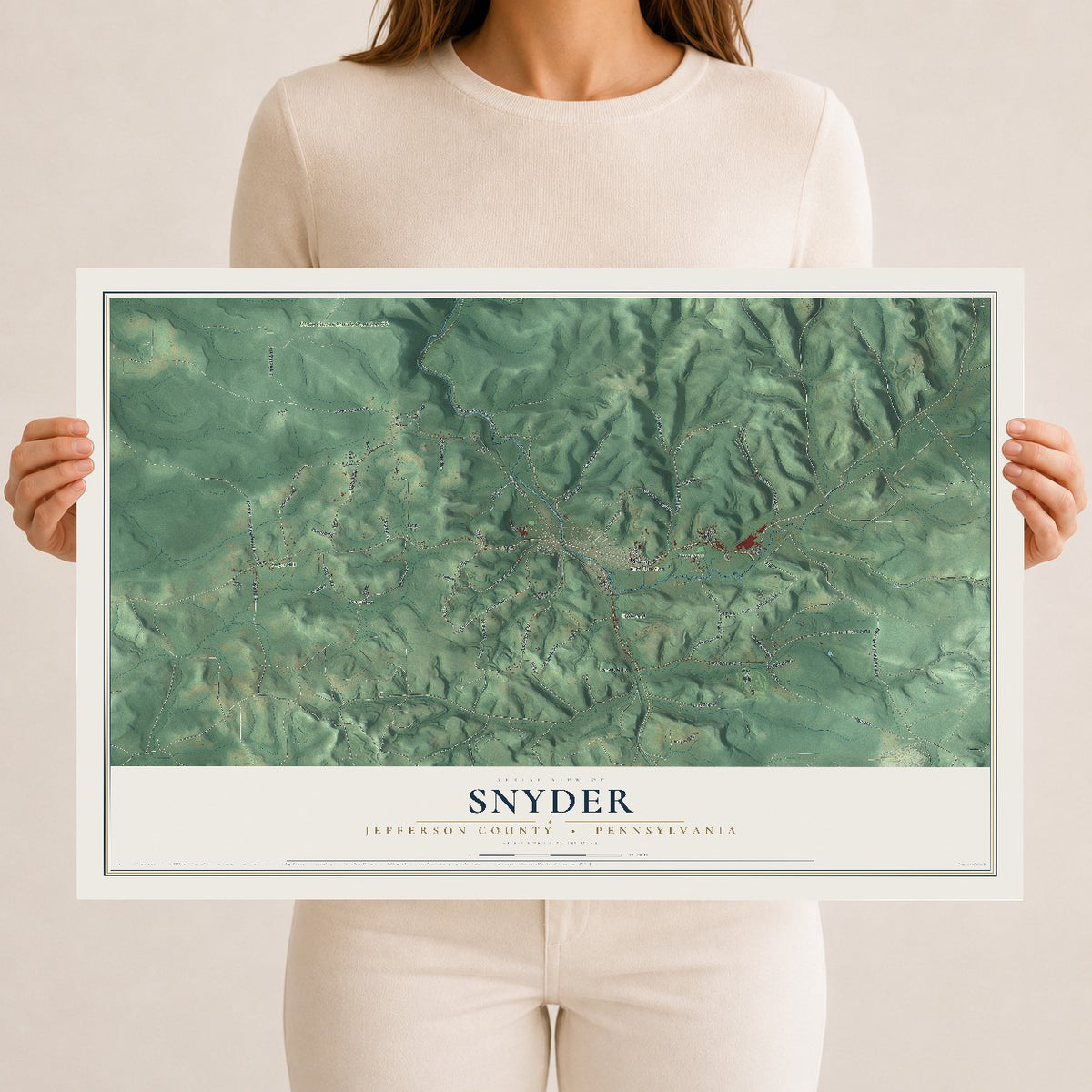 Map of Snyder, Jefferson County, Pennsylvania, 12 x 18 inch unframed archival matte print