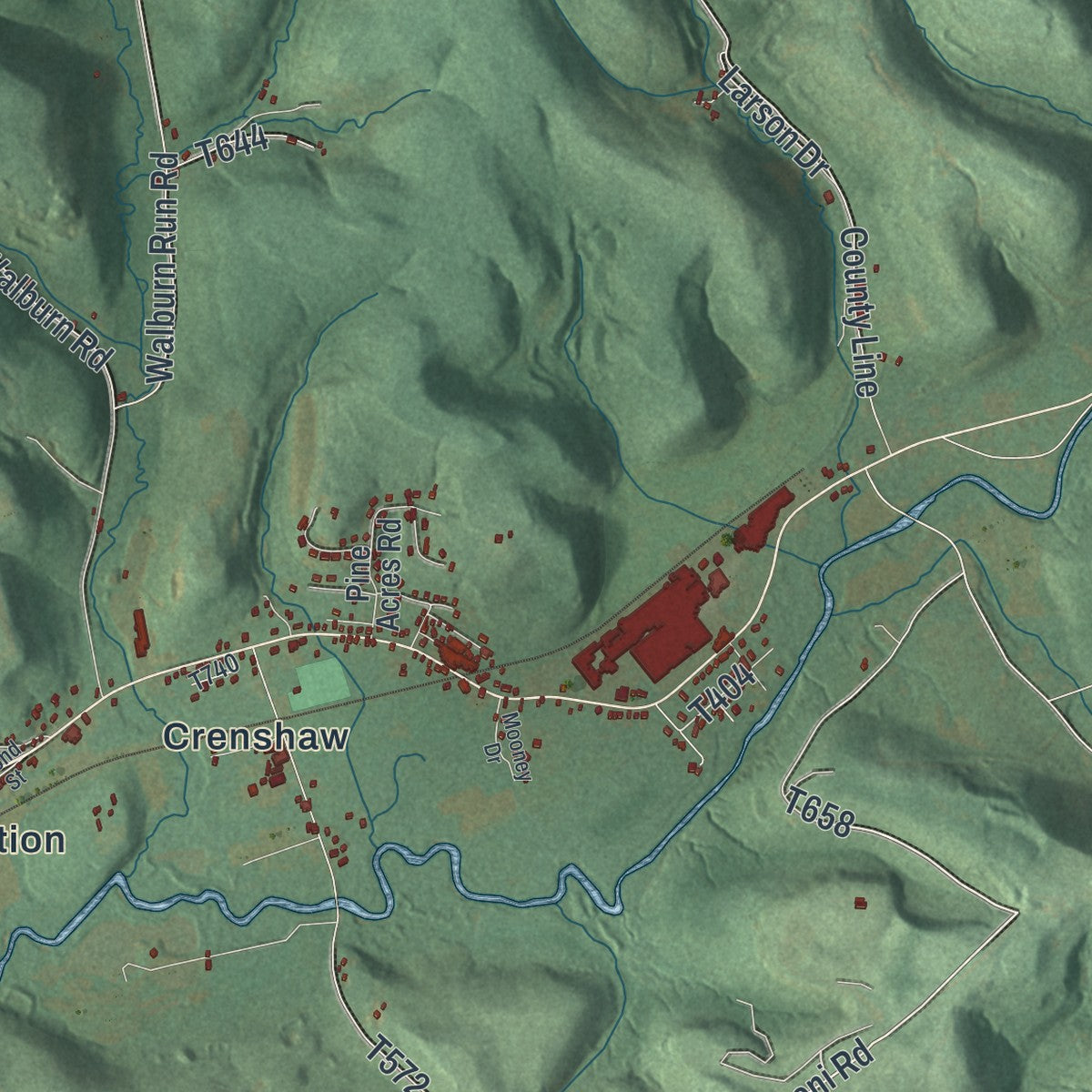 Second close-up of the map of Snyder, Jefferson County, Pennsylvania print showing more streets and buildings