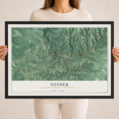 Map of Snyder, Jefferson County, Pennsylvania, 18 x 24 inch print in a black wood frame