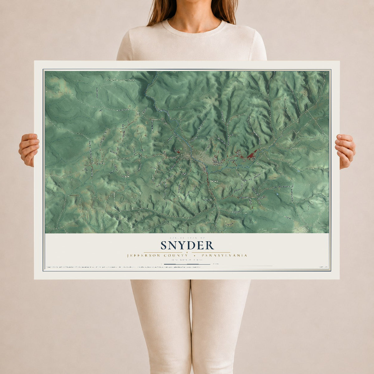 Map of Snyder, Jefferson County, Pennsylvania, 24 x 36 inch unframed archival matte print