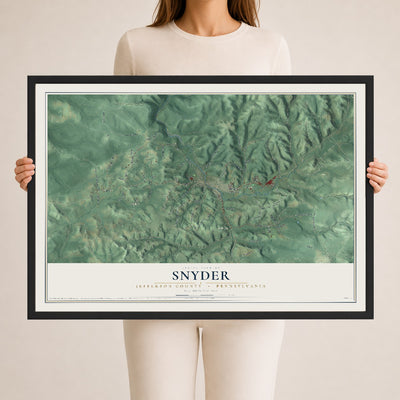 Map of Snyder, Jefferson County, Pennsylvania, 24 x 36 inch print in a black wood frame