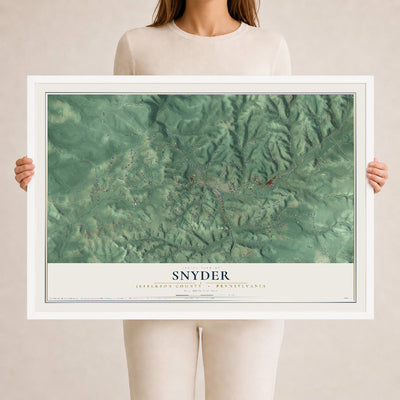 Map of Snyder, Jefferson County, Pennsylvania, 24 x 36 inch print in a white wood frame