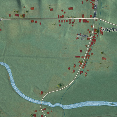 Second close-up of the map of Snydertown, Pennsylvania print showing more streets and buildings