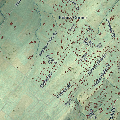 Close-up of the map of Solebury, Pennsylvania print showing street and building detail