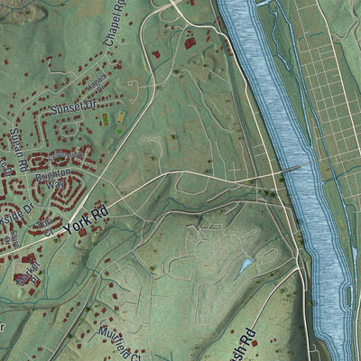 Second close-up of the map of Solebury, Pennsylvania print showing more streets and buildings
