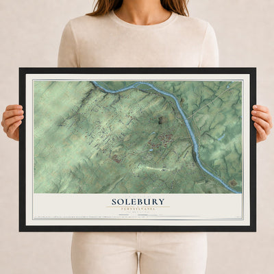 Map of Solebury, Pennsylvania, 12 x 18 inch print in a black wood frame