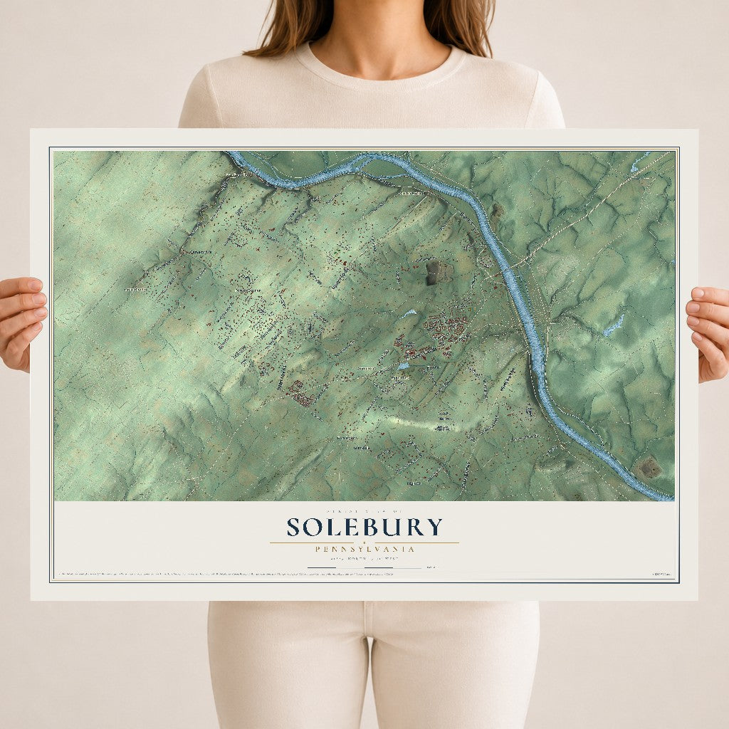 Map of Solebury, Pennsylvania, 18 x 24 inch unframed archival matte print