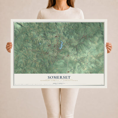 Map of Somerset, Somerset County, Pennsylvania, 24 x 36 inch unframed archival matte print