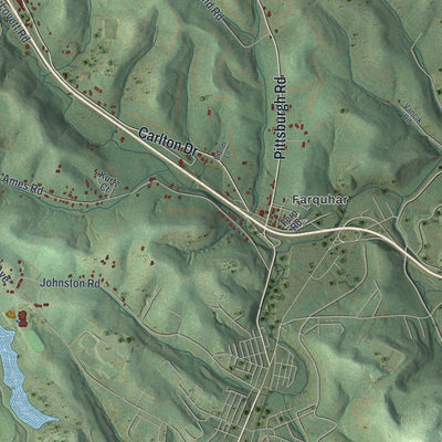 Second close-up of the map of Somerset, Washington County, Pennsylvania print showing more streets and buildings