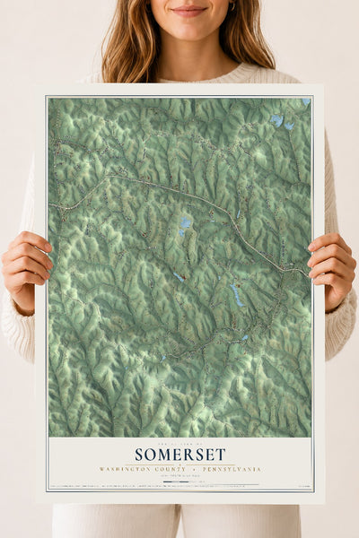 Map of Somerset, Washington County, Pennsylvania, 18 x 24 inch unframed archival matte print