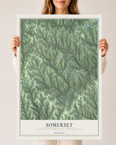 Map of Somerset, Washington County, Pennsylvania, 24 x 36 inch unframed archival matte print