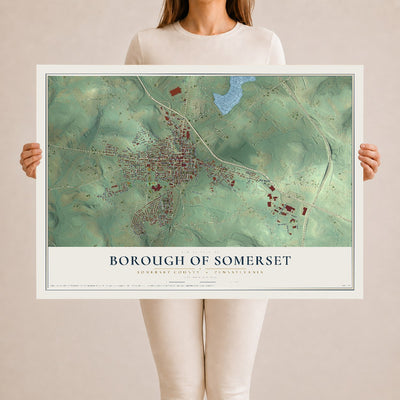 Map of the Borough of Somerset, Somerset County, Pennsylvania, 24 x 36 inch unframed archival matte print
