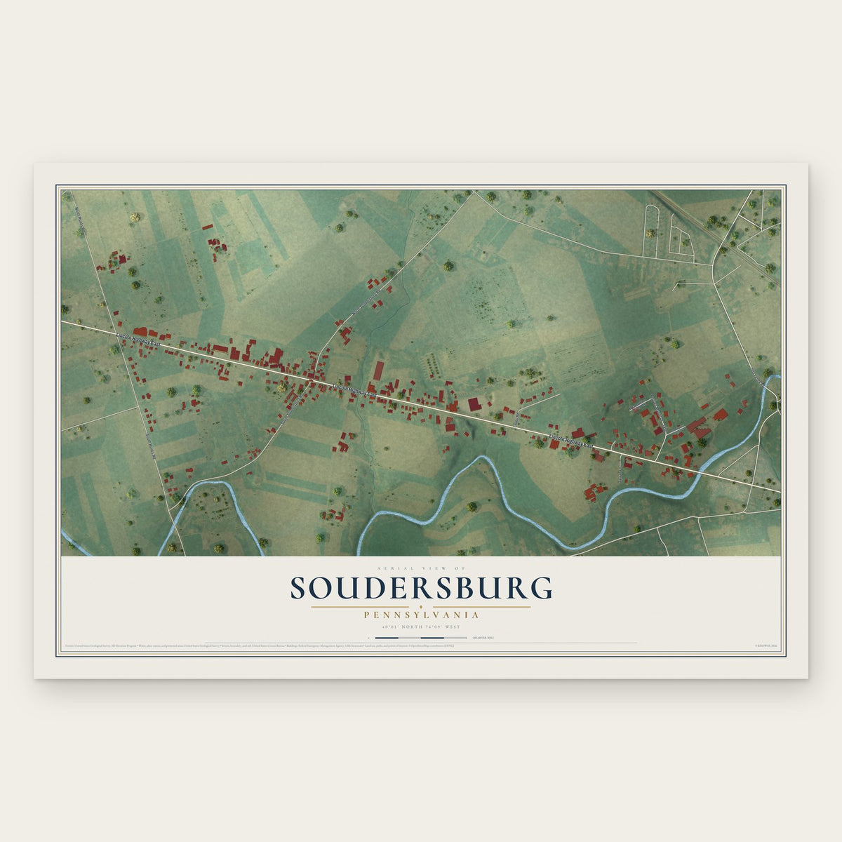 Soudersburg, Pennsylvania map print, the full design