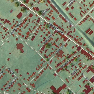 Second close-up of the map of Souderton, Pennsylvania print showing more streets and buildings
