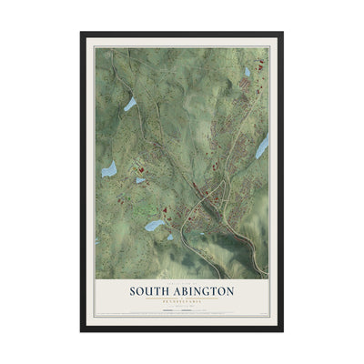 Map of South Abington, Pennsylvania, 12 x 18 inch print in a black wood frame