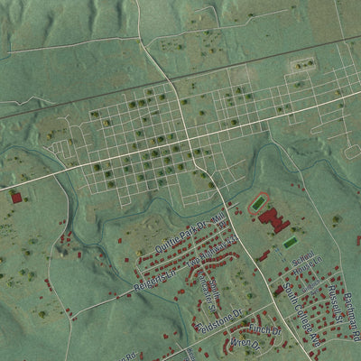 Close-up of the map of South Annville, Pennsylvania print showing street and building detail