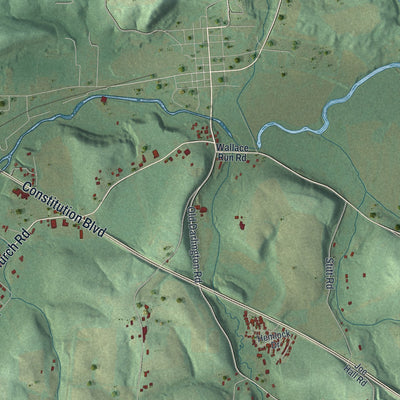 Second close-up of the map of South Beaver, Pennsylvania print showing more streets and buildings