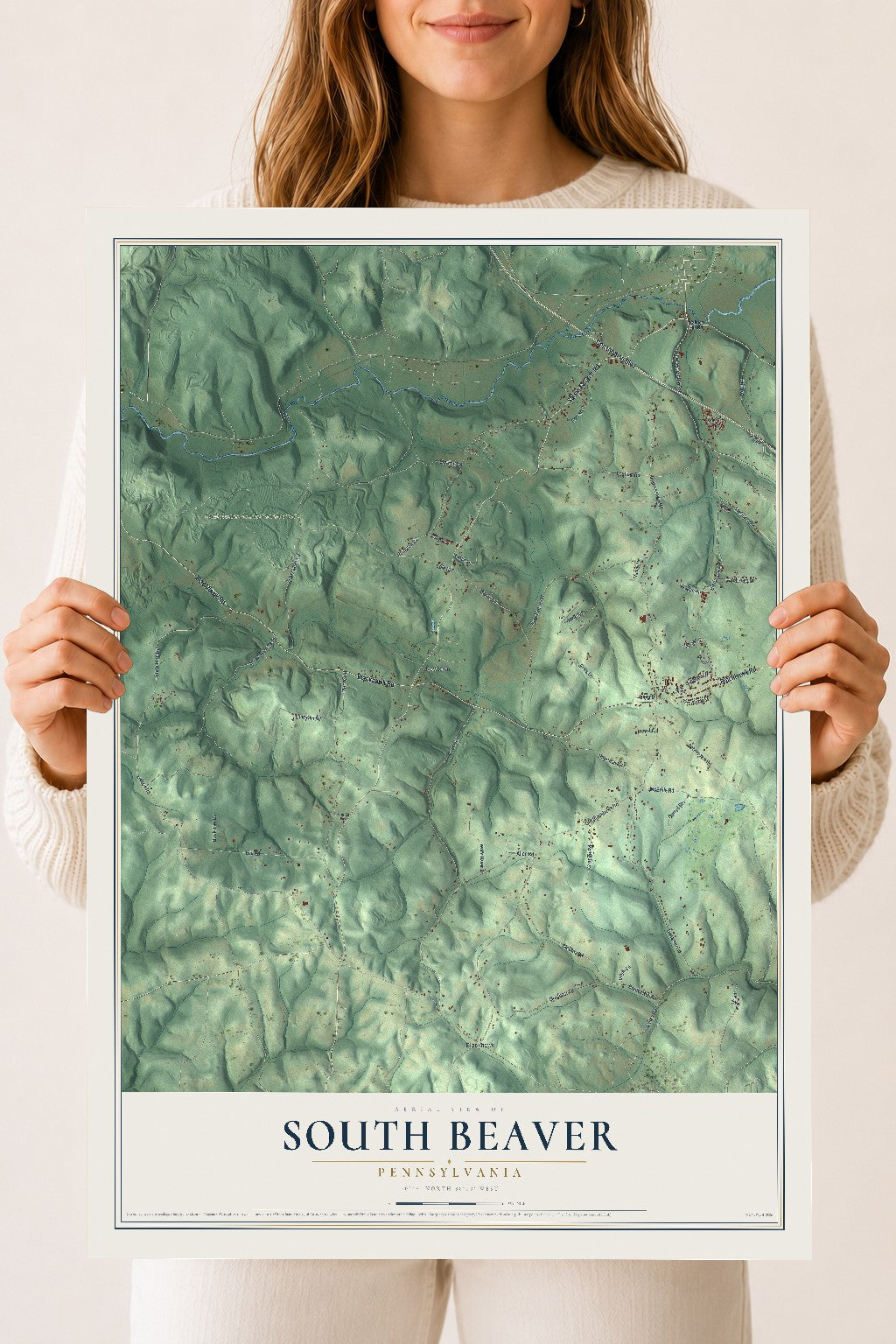 Map of South Beaver, Pennsylvania, 18 x 24 inch unframed archival matte print
