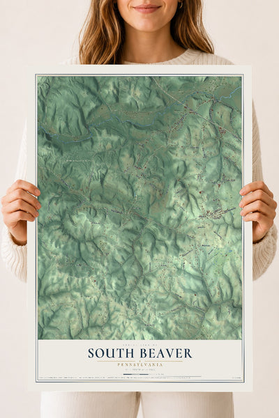 Map of South Beaver, Pennsylvania, 18 x 24 inch unframed archival matte print