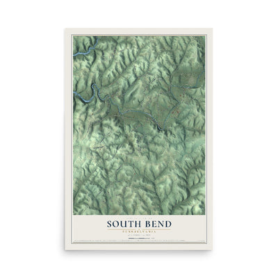 Map of South Bend, Pennsylvania, 12 x 18 inch unframed archival matte print