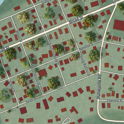 Close-up of the map of South Bethlehem, Pennsylvania print showing street and building detail