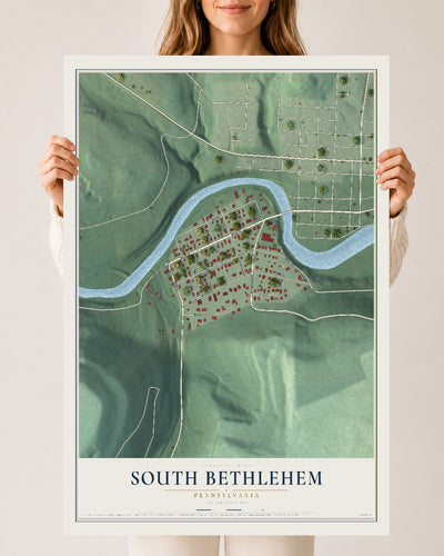 Map of South Bethlehem, Pennsylvania, 24 x 36 inch unframed archival matte print