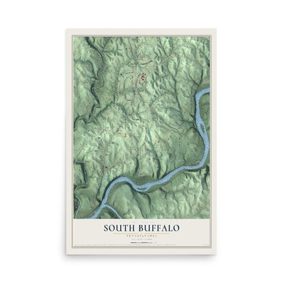 Map of South Buffalo, Pennsylvania, 12 x 18 inch unframed archival matte print