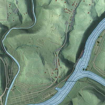 Second close-up of the map of South Buffalo, Pennsylvania print showing more streets and buildings
