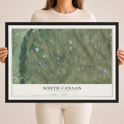 Map of South Canaan, Pennsylvania, 18 x 24 inch print in a black wood frame