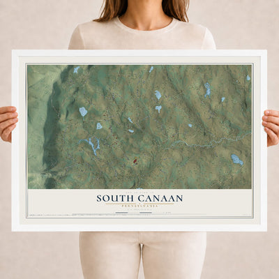 Map of South Canaan, Pennsylvania, 18 x 24 inch print in a white wood frame