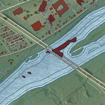 Close-up of the map of South Centre, Pennsylvania print showing street and building detail