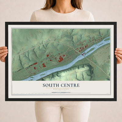 Map of South Centre, Pennsylvania, 18 x 24 inch print in a black wood frame