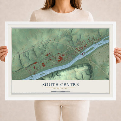Map of South Centre, Pennsylvania, 18 x 24 inch print in a white wood frame
