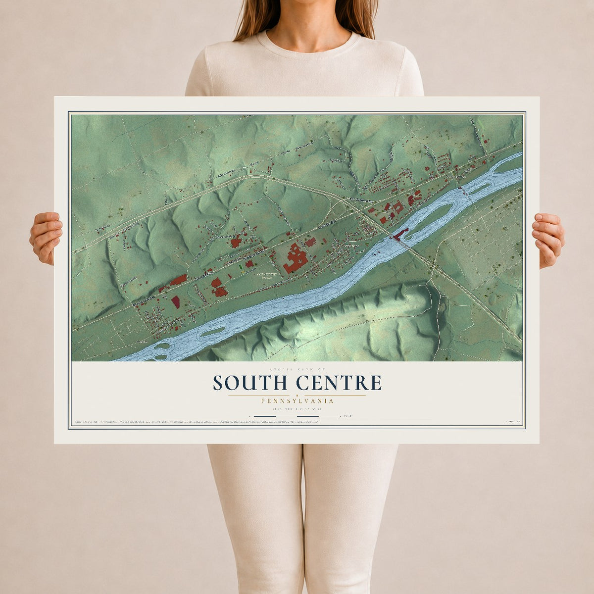 Map of South Centre, Pennsylvania, 24 x 36 inch unframed archival matte print