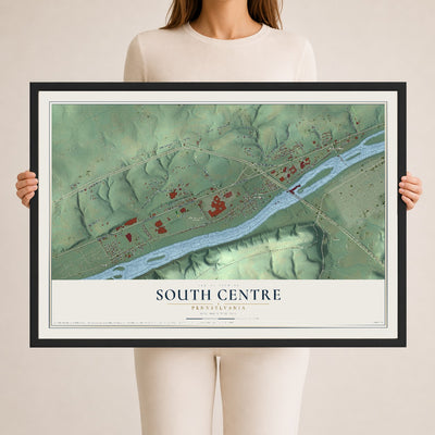 Map of South Centre, Pennsylvania, 24 x 36 inch print in a black wood frame