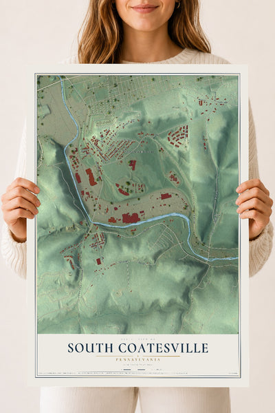 Map of South Coatesville, Pennsylvania, 18 x 24 inch unframed archival matte print