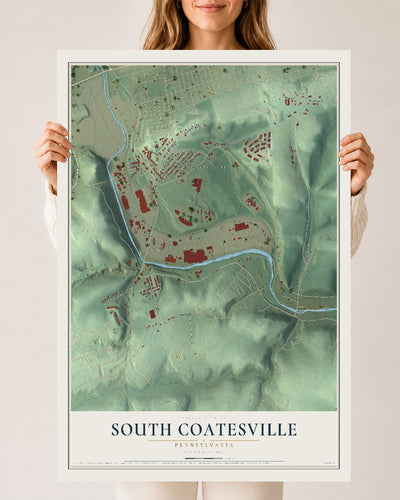 Map of South Coatesville, Pennsylvania, 24 x 36 inch unframed archival matte print