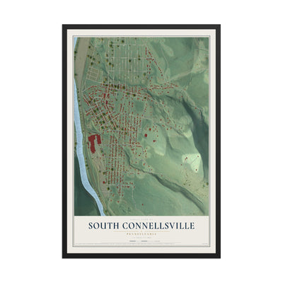Map of South Connellsville, Pennsylvania, 12 x 18 inch print in a black wood frame